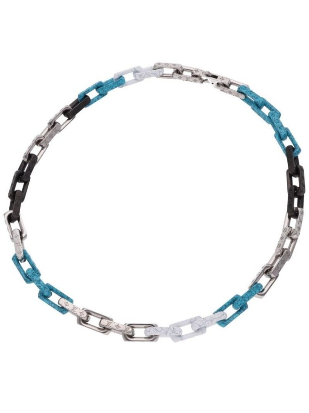 Louis Vuitton Necklace Monogram Chain Stone Multi